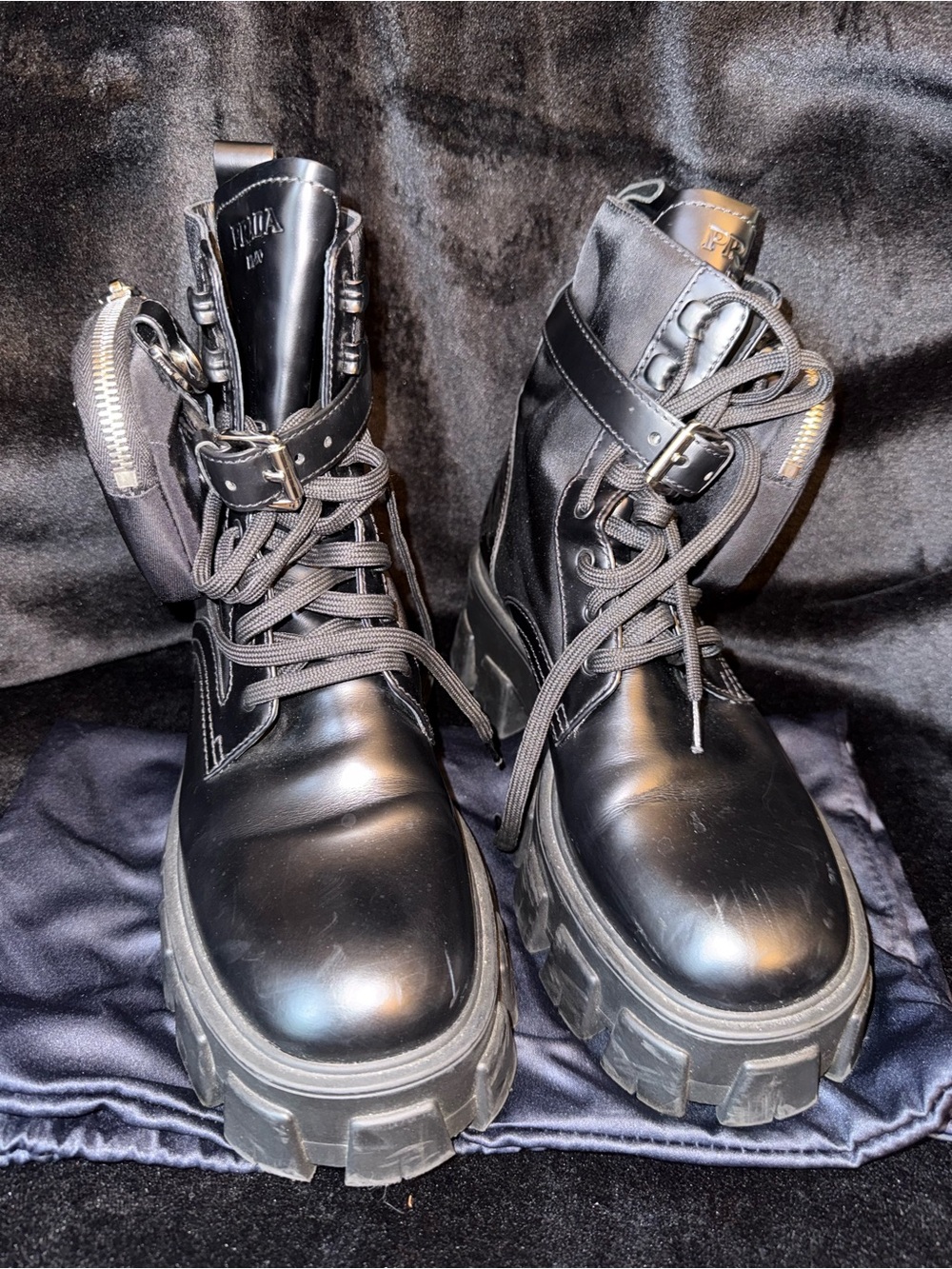 Prada monolith Black Combat Boots sz 37.5 - Picture 2 of 10